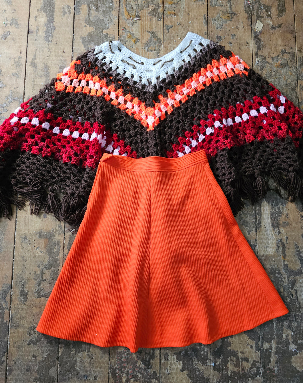 70s Tangerine A Line Mini Skirt