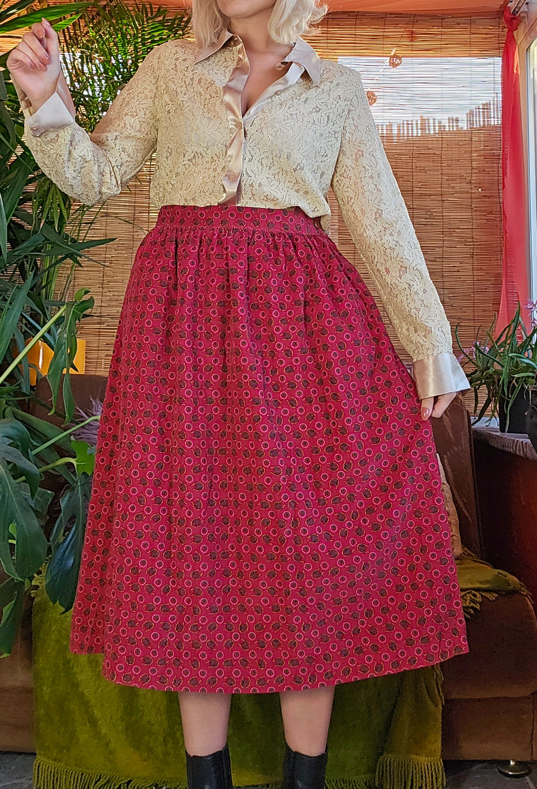 90s Corduroy Midi Skirt
