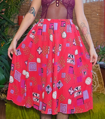 90s Vibrant Midi Skirt