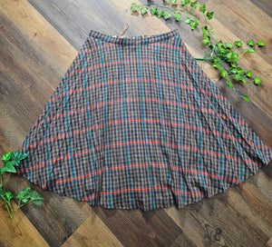 1970s Plaid Pleated Skirt
