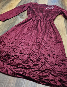 70s Burgundy Velvet Dress