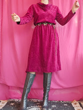 Load image into Gallery viewer, 1970s Berry Velvet Dress