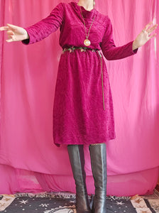 1970s Berry Velvet Dress