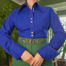 Load image into Gallery viewer, 1970s Contrast Stitch Dagger Coller Blouse
