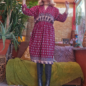 Vintage Burgundy Midi Dress