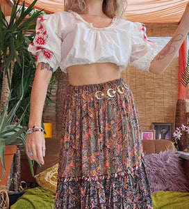 Vintage Embroidered Milkmaid Crop