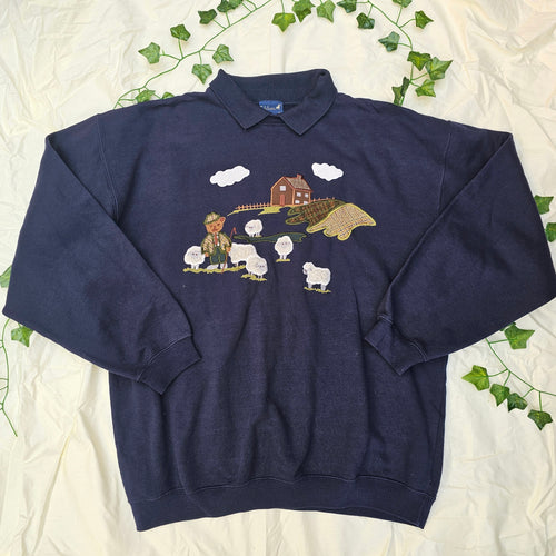 90s Embroidered Cottage Core Sweatshirt