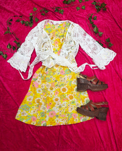 60s Flower Power Pinafore Dress