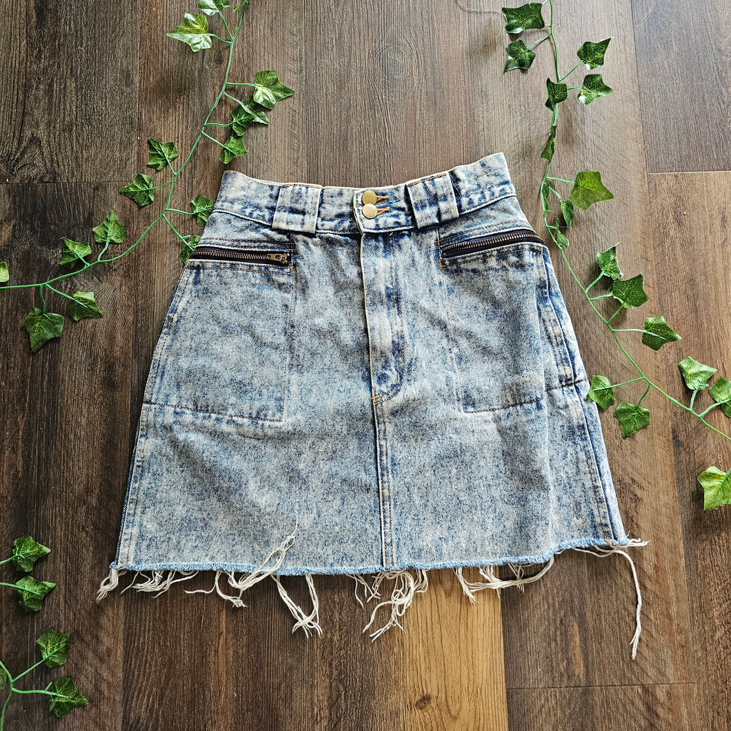 90s Acid Denim Skirt