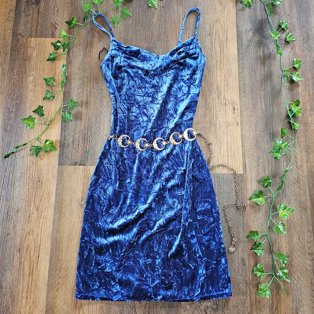 Y2K Velvet Cowl Neck Dress