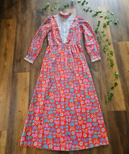 1970s Charmont London Butterfly Dress