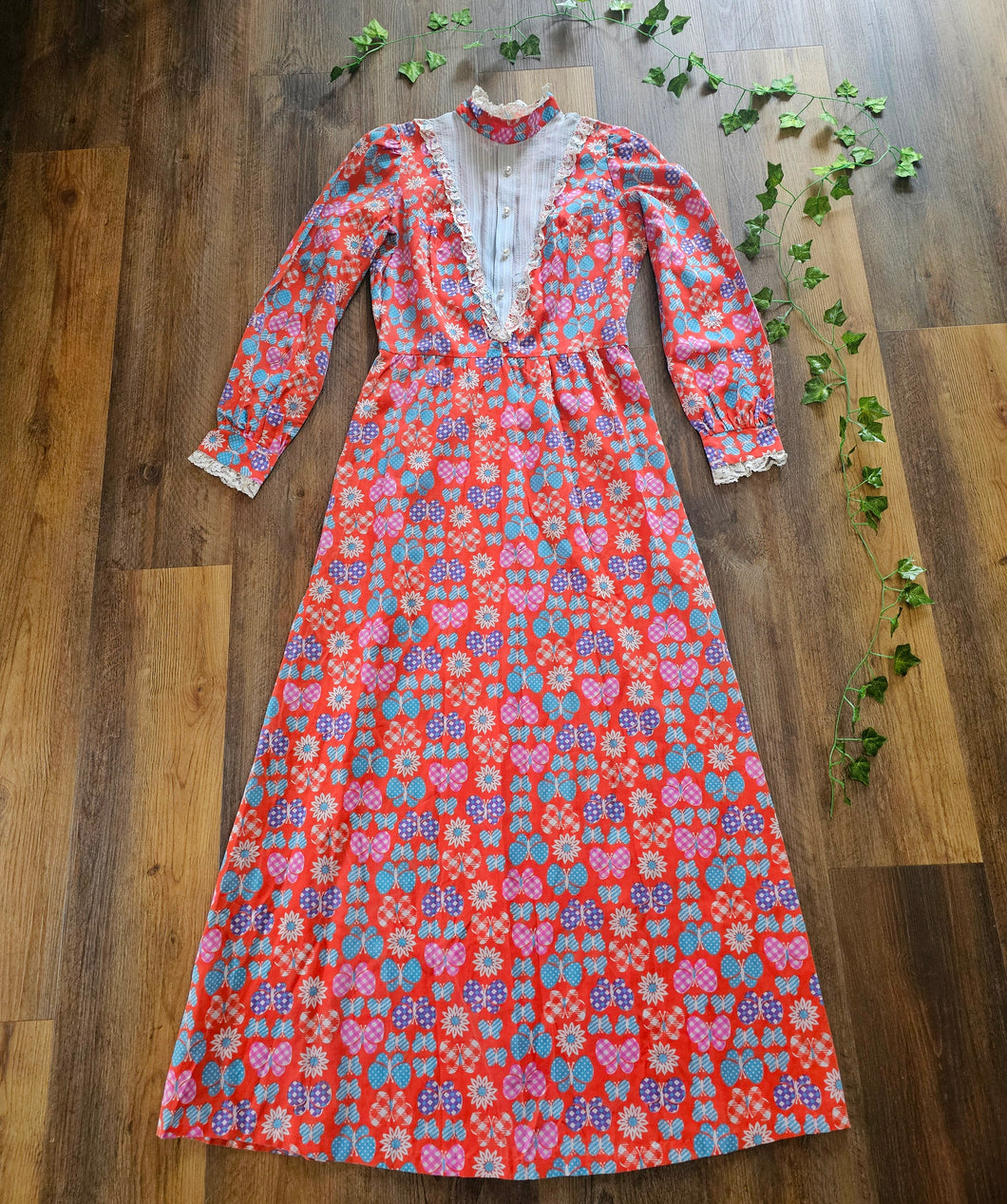 1970s Charmont London Butterfly Dress