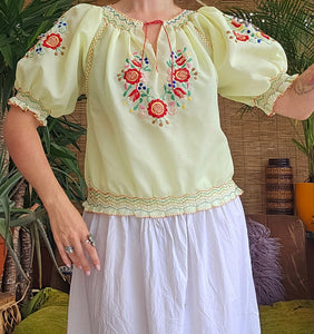 Vintage Hand Embroidered Hungarian Blouse