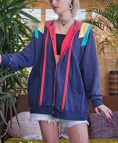 80s Faded Colour Block Cardigan