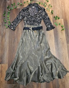 Vintage Olive Mermaid Midi Skirt