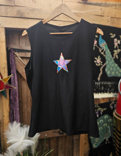 Y2K Iridescent Star Stretch Vest