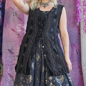 Black Velvet Whimsigoth Waistcoat