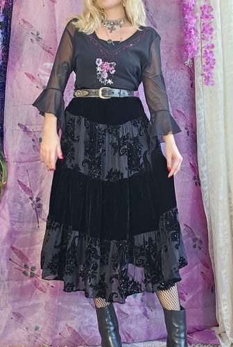 Vintage Silk Whimsigoth Skirt