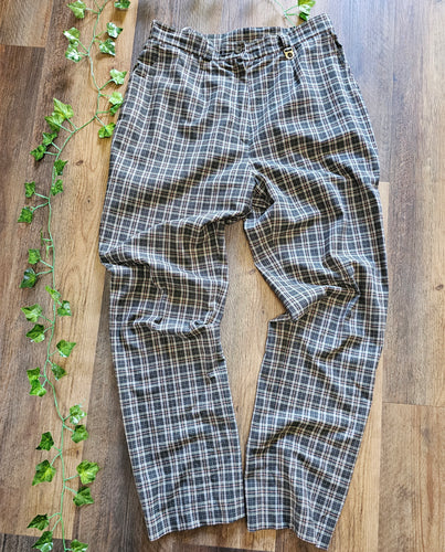 90s High Waisted Plaid Trousers