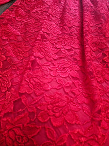 1970s Red Lace Milkmaid Gown