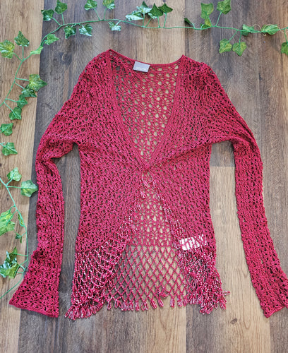 Y2K Beaded Crochet Cardigan