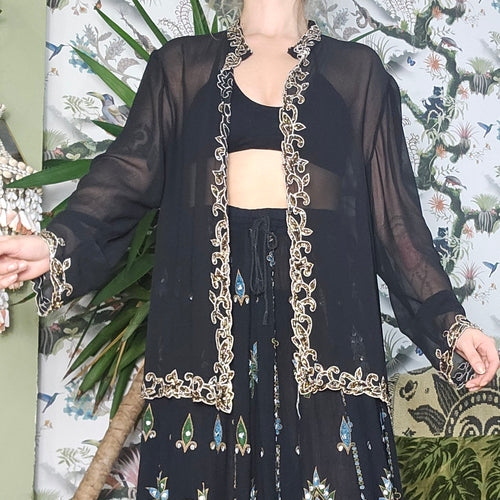 Y2K Sheer Beaded Evening Cardigan