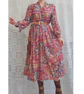80s Belted Midi Dress