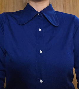 70s Navy Blouse