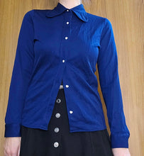 Load image into Gallery viewer, 70s Navy Blouse