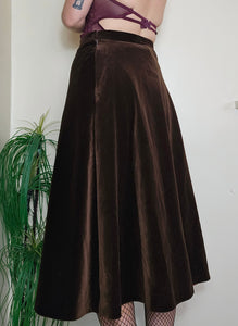 70s Velvet A Line Midi Skirt