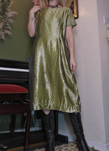 1960s Chartreuse Shimmer Dress