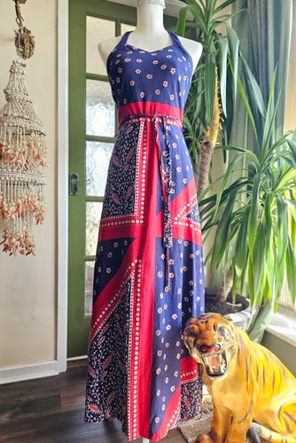 1970s Betty Barcley Halterneck Maxi