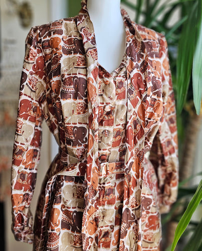 Vintage Elephant Print Dress