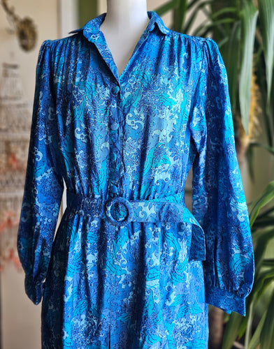 Vintage Floral Belted Dress