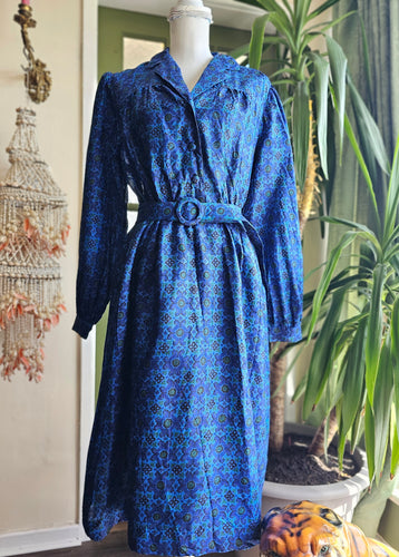 Vintage Floral Belted Dress