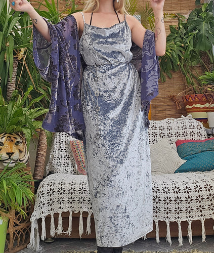 Y2K Silver Cowlneck Dress