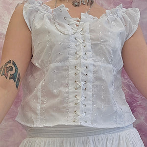 Y2K Lace Up Milkmaid Top