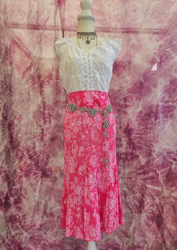 Y2K Lace Print Midi Skirt