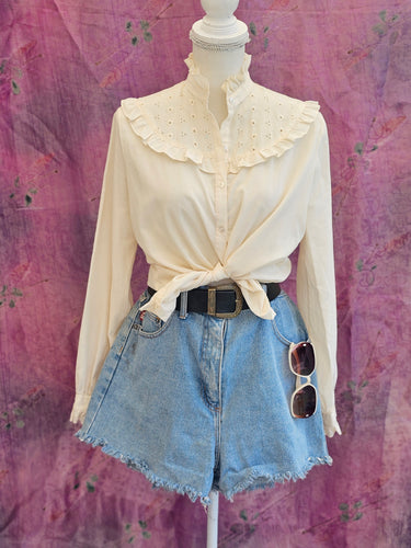 Vintage Cream Victorian Style Blouse