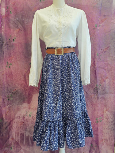 Vintage Embroidered Cotton Grandad Blouse