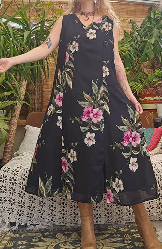 90s Floral Midi Dress