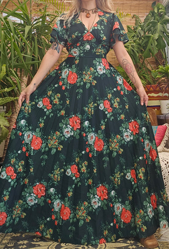 1970s Forest Maxi Dress