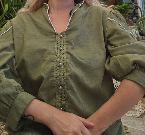 Vintage Hand Dyed Cottage Blouse