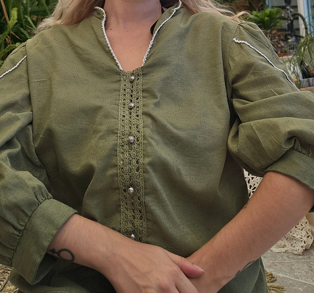 Vintage Hand Dyed Cottage Blouse