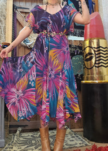 Vintage Asymmetrical Midi Dress