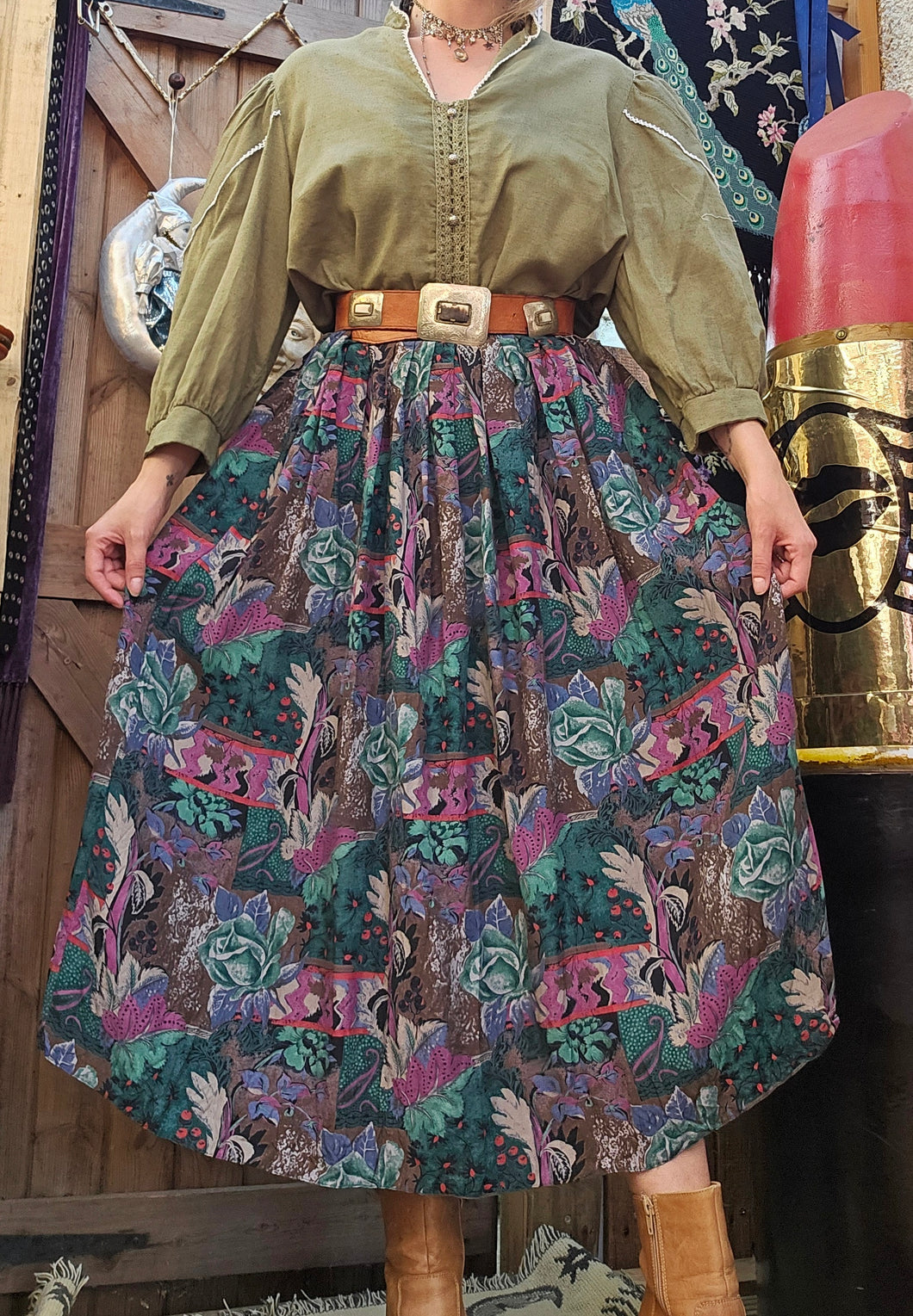 90s Whimsigoth Midi Skirt