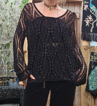 Load image into Gallery viewer, Y2K Beaded Crochet Sweater