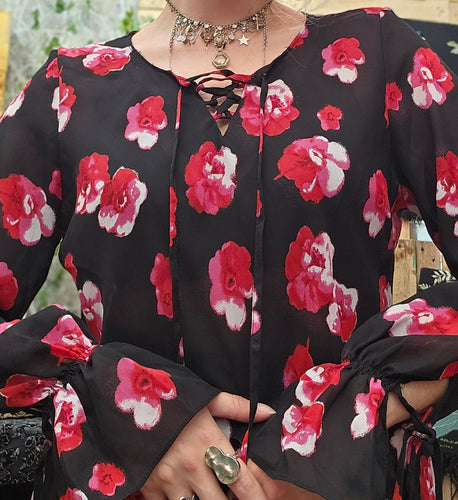 Y2K Rose Whimsigoth Blouse