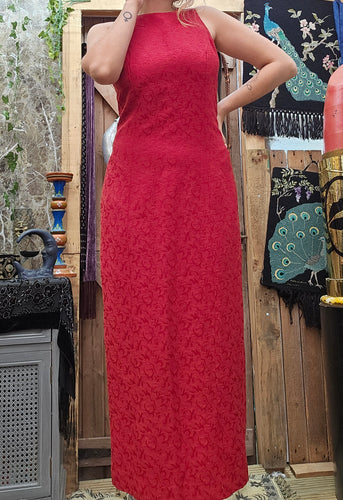 90s Red Pinafore Dress