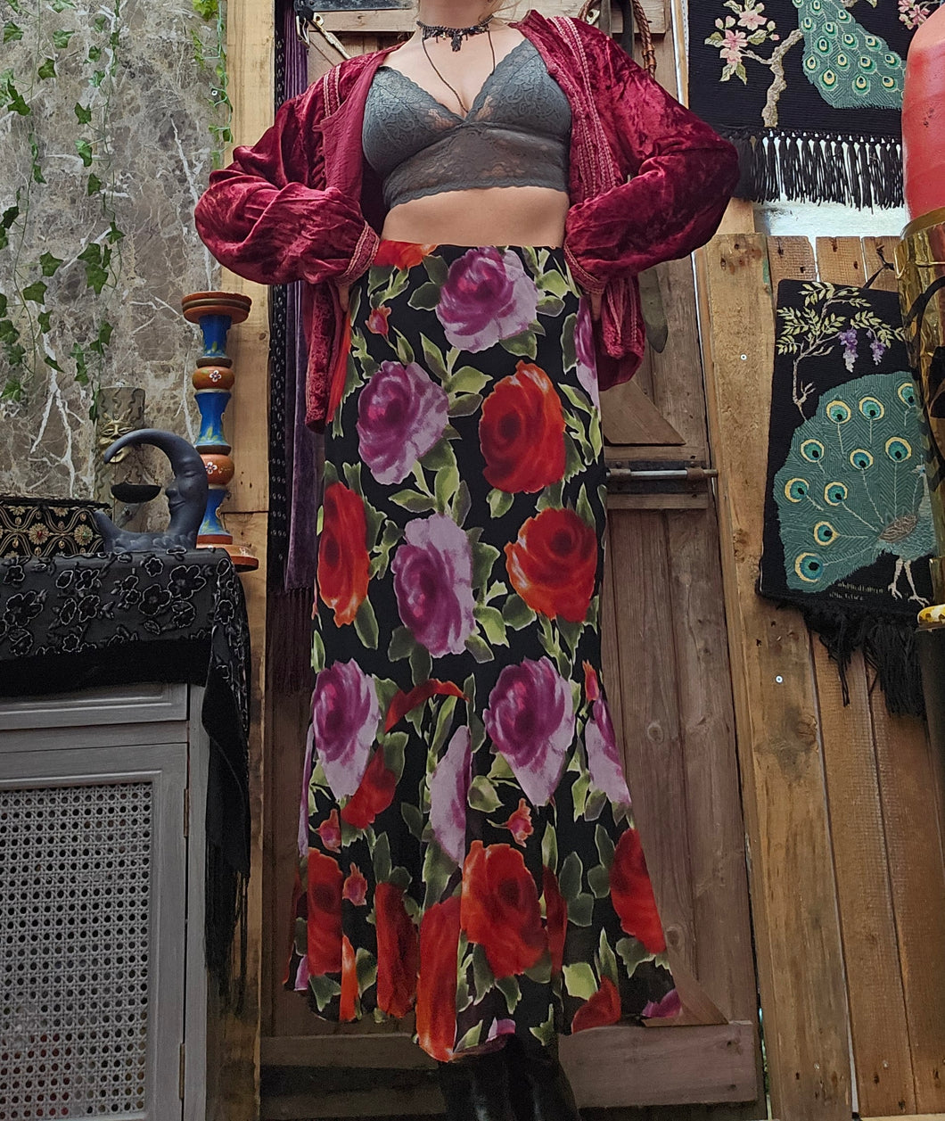 Y2K Rose Midi Skirt